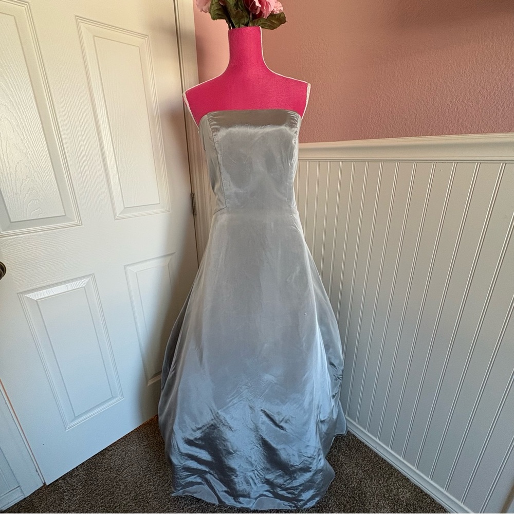 Pewter Lazaro Strapless Wedding Gown Size 18 - French bustled sides - flaw